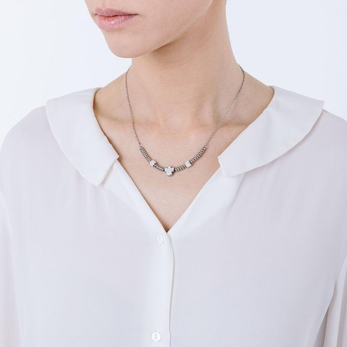 COLLANA IN ACCIAIO CON ANGELO CON CRISTALLI BIANCHI