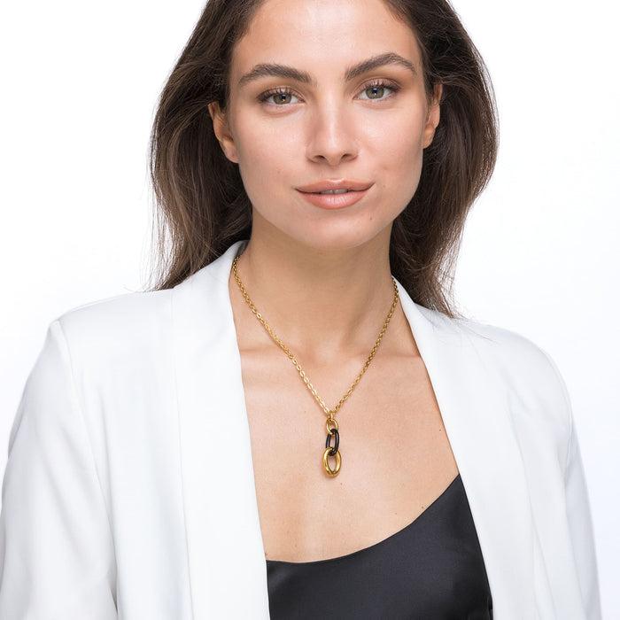 COLLANA IN ACCIAIO IP GOLD E ACCIAIO IP NERO