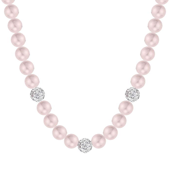 COLLIER DE PERLES BLANCHES POUR FEMME AVEC CRISTAUX BLANCS
