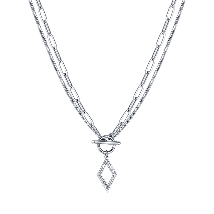 COLLIER FEMME EN ACIER AVEC CRISTAUX BLANCS