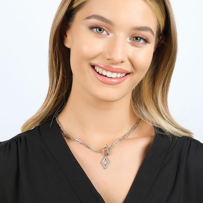 COLLIER FEMME EN ACIER AVEC CRISTAUX BLANCS