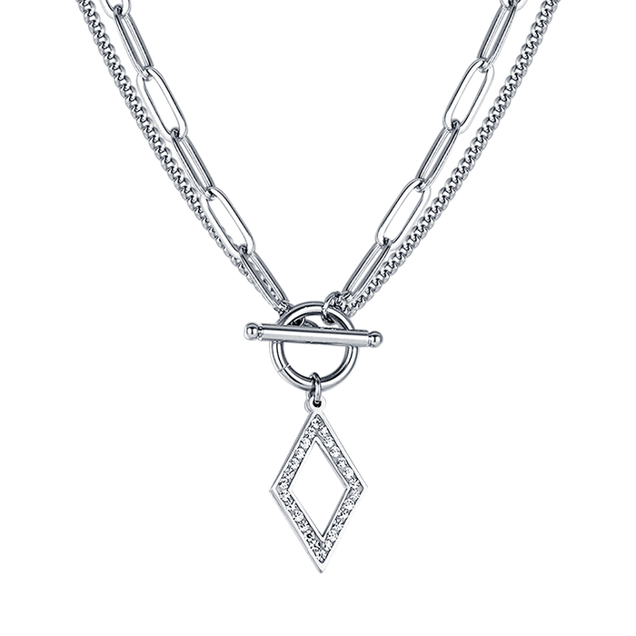 COLLIER FEMME EN ACIER AVEC CRISTAUX BLANCS