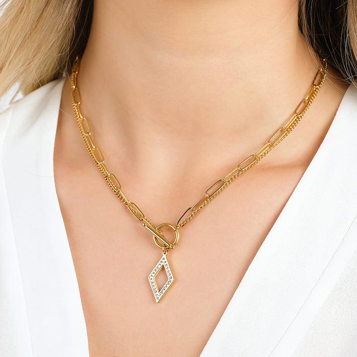 COLLIER FEMME EN ACIER AVEC CRISTAUX BLANCS