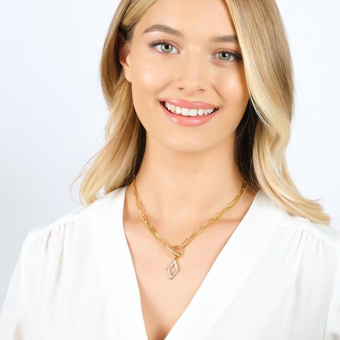 COLLIER FEMME EN ACIER AVEC CRISTAUX BLANCS