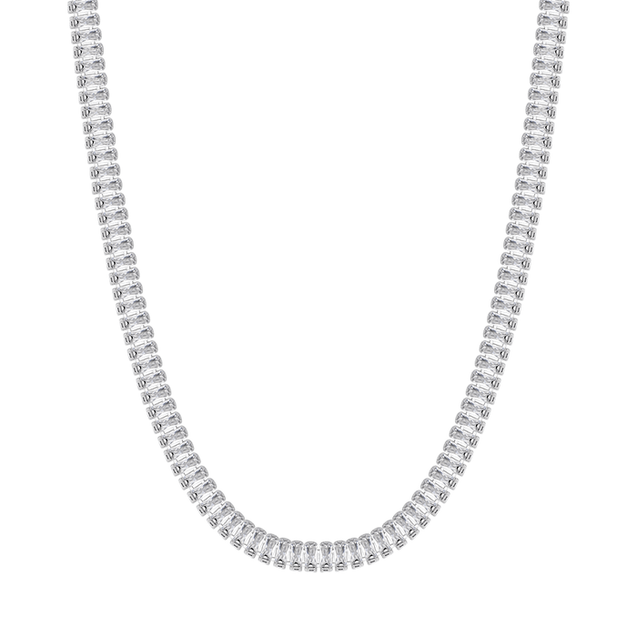 WOMEN'S TENNIS NECKLACE IN STEEL WITH WHITE BAGUETTE CRYSTALS