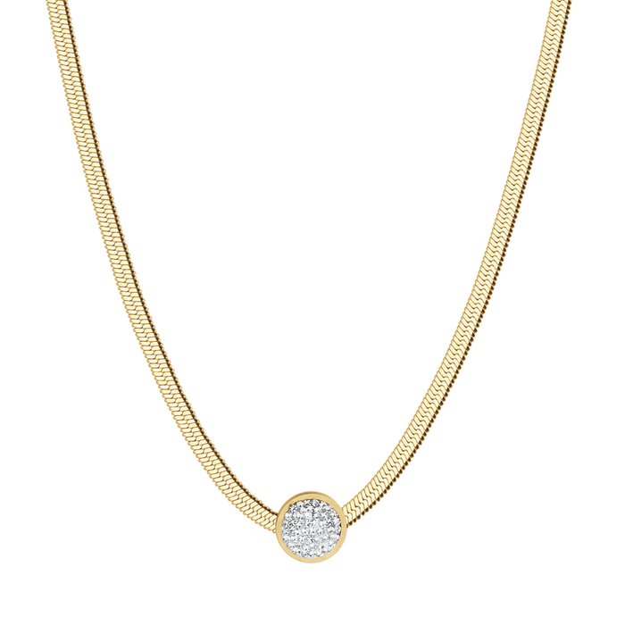 WOMEN'S SNAKE NECKLACE IN IP GOLD STEEL WITH WHITE CRYSTAL ELEMENT