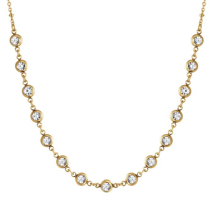 WOMEN'S NECKLACE IN IP GOLD STEEL WITH WHITE CRYSTALS