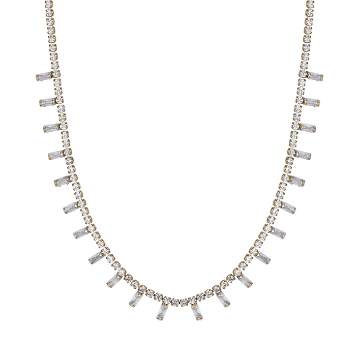 WOMEN'S NECKLACE IN IP GOLD STEEL WITH WHITE CRYSTALS