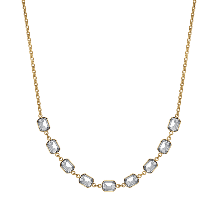 COLLIER FEMME EN ACIER DORÉ IP AVEC CRISTAUX BLANCS