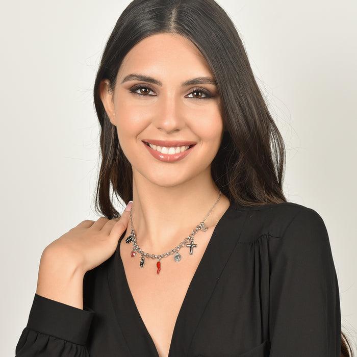 COLLIER FEMME EN ACIER AVEC CHARMES
