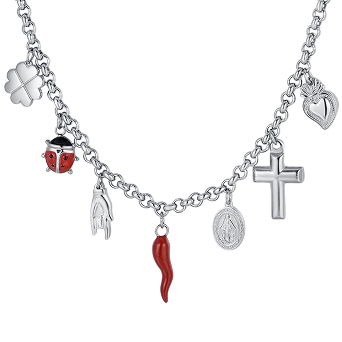 COLLIER FEMME EN ACIER AVEC CHARMES