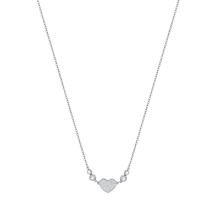 COLLIER FEMME EN ACIER AVEC COEUR ET CRISTAUX BLANCS