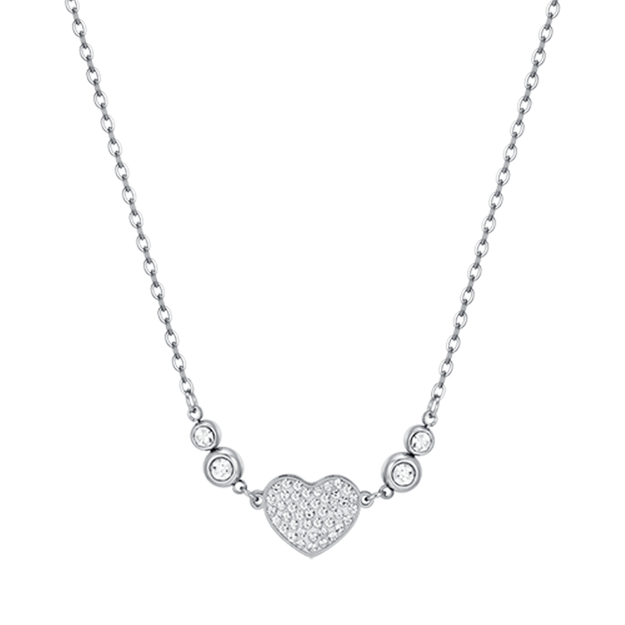 COLLIER FEMME EN ACIER AVEC COEUR ET CRISTAUX BLANCS