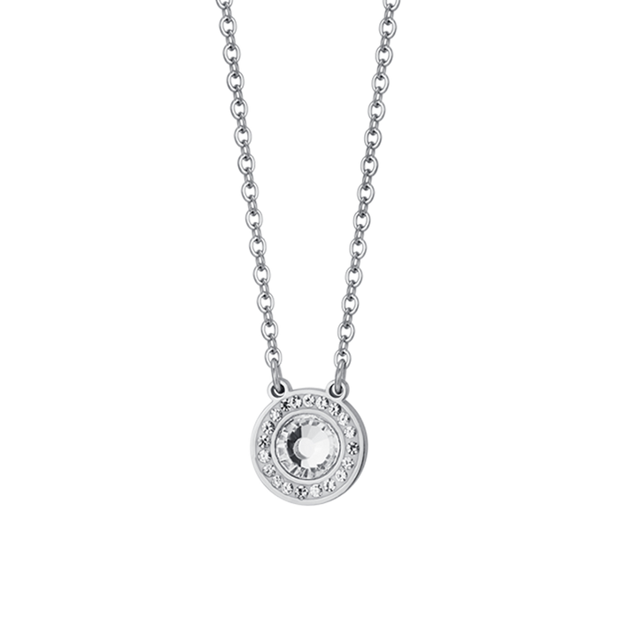 COLLIER FEMME EN ACIER AVEC ÉLÉMENT EN CRISTAL BLANC ET CRISTAUX BLANCS