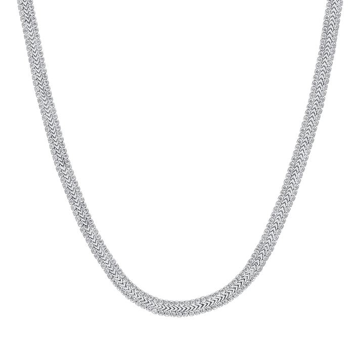 COLLIER DE TENNIS FEMME EN ACIER AVEC CRISTAUX BLANCS