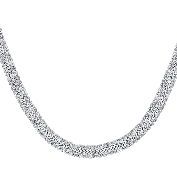 COLLIER DE TENNIS FEMME EN ACIER AVEC CRISTAUX BLANCS
