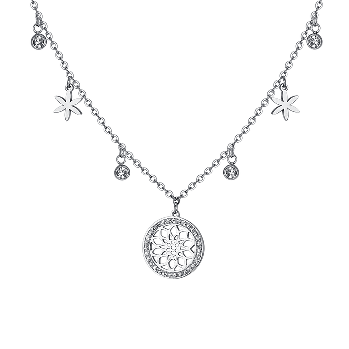 COLLIER FEMME EN ACIER FLEUR DE VIE