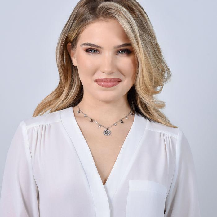 COLLIER FEMME EN ACIER FLEUR DE VIE