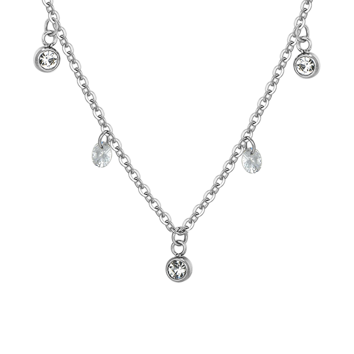 COLLANA DONNA IN ACCIAIO CRISTALLI BIANCHI