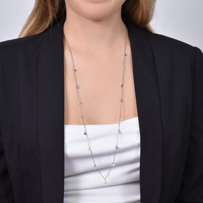 COLLIER FEMME EN ACIER AVEC CRISTAUX MULTICOLORES