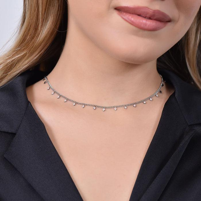 COLLIER FEMME EN ACIER AVEC LOSANGES