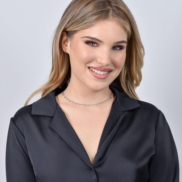 COLLIER FEMME EN ACIER AVEC LOSANGES