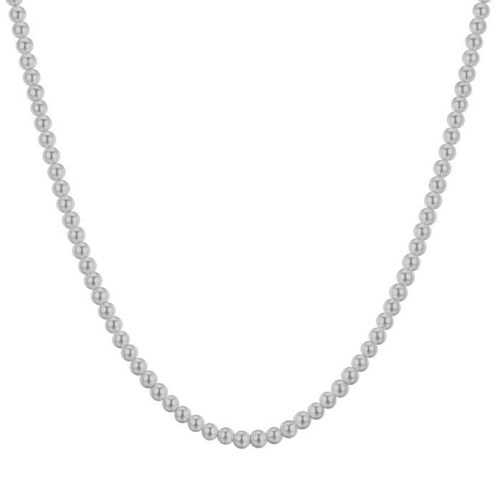 COLLIER HOMME EN ACIER AVEC PERLES GRISES