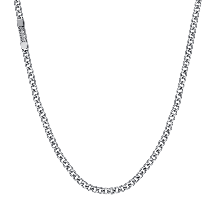 COLLIER POUR HOMME EN ACIER AVEC CRISTAUX BLANCS