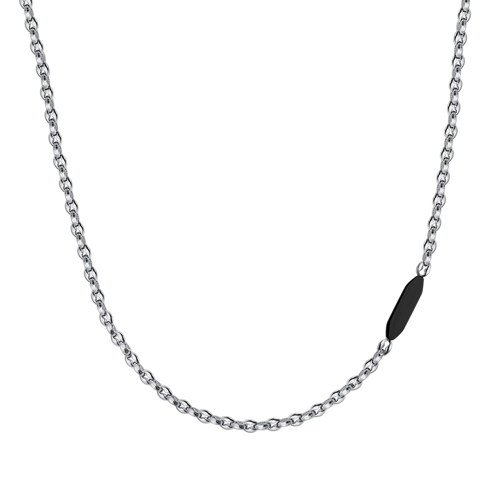 COLLIER POUR HOMME EN ACIER AVEC ÉLÉMENT IP NOIR