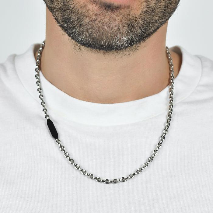COLLIER POUR HOMME EN ACIER AVEC ÉLÉMENT IP NOIR