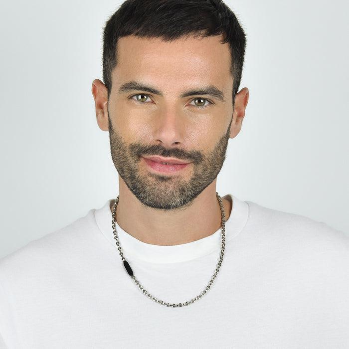 COLLIER POUR HOMME EN ACIER AVEC ÉLÉMENT IP NOIR