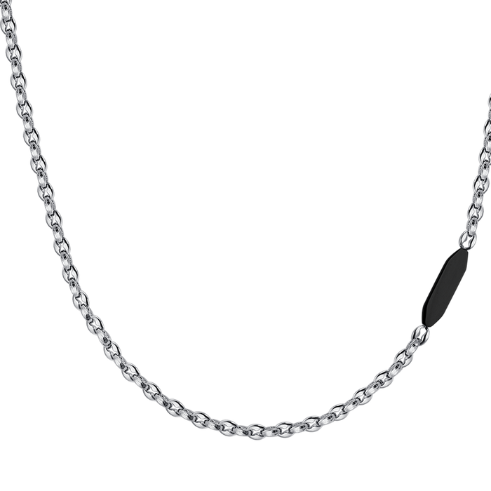 COLLIER POUR HOMME EN ACIER AVEC ÉLÉMENT IP NOIR