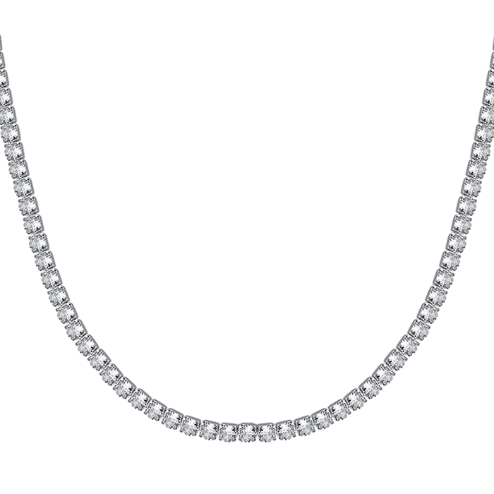 COLLIER DE TENNIS HOMME EN ACIER AVEC CRISTAUX BLANCS
