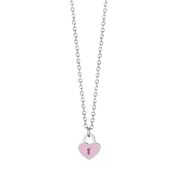 COLLIER EN ACIER POUR FILLE AVEC CADENAS EN FORME DE COEUR