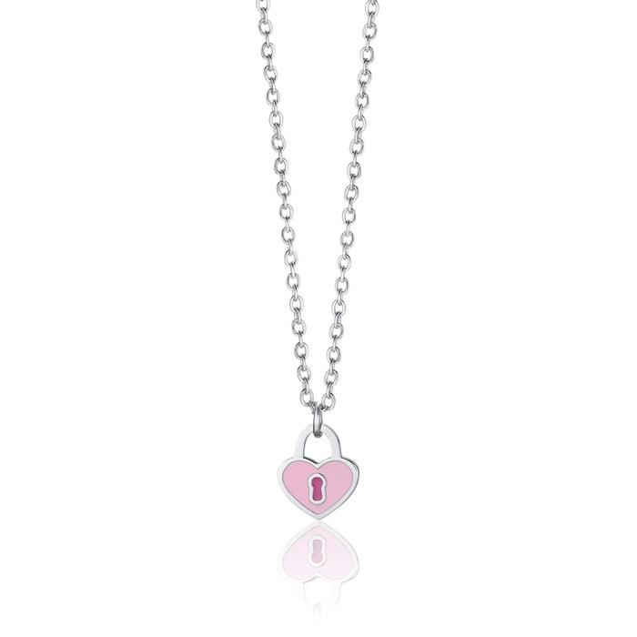COLLIER EN ACIER POUR FILLE AVEC CADENAS EN FORME DE COEUR