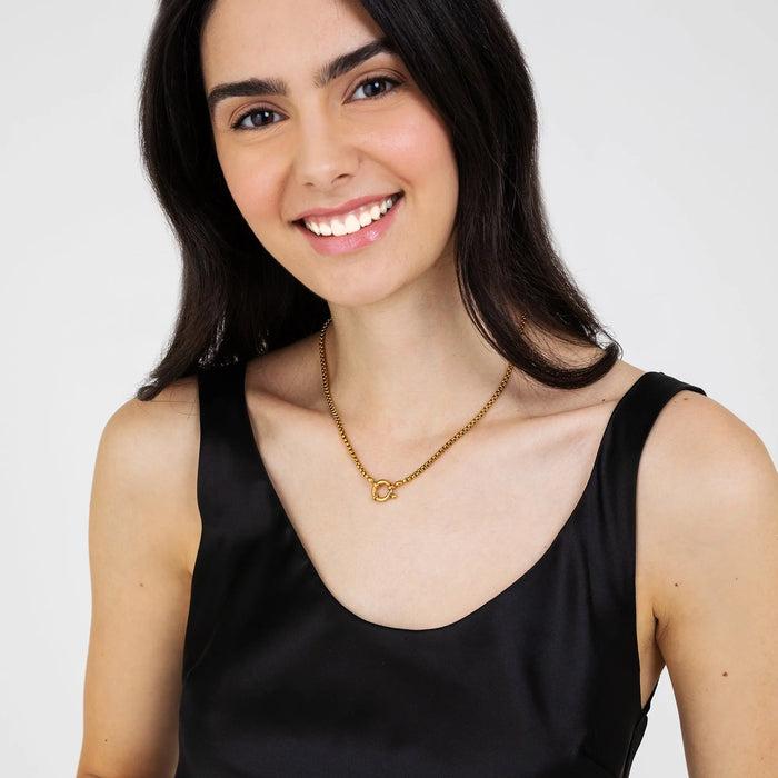 COLLANA DONNA IN ACCIAIO IP GOLD CON MOSCHETTONE