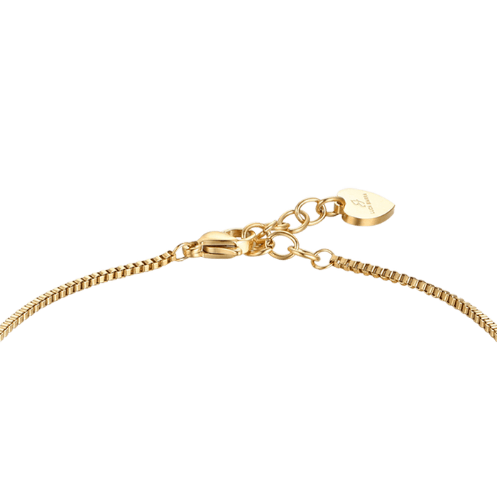 Bracelet de cheville pour femme en acier doré IP avec cristaux et sphères blancs