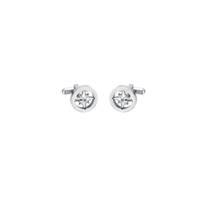 BOUTONS DE MANCHETTE EN ACIER POUR HOMME AVEC ROSE DES VENTS
