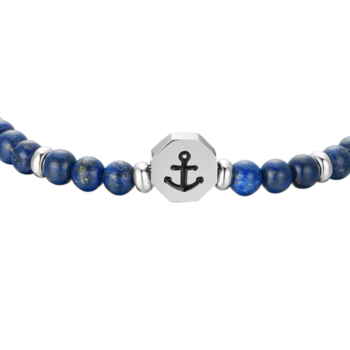 BRACELET ENFANT EN ACIER ANCRE AVEC PIERRES BLEUES
