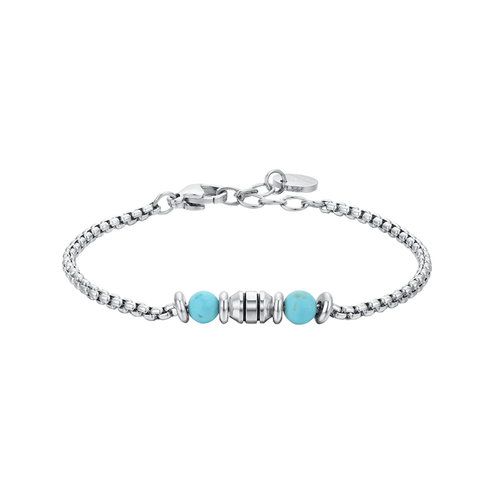 BRACELET ENFANT EN ACIER AVEC PIERRES TURQUOISES
