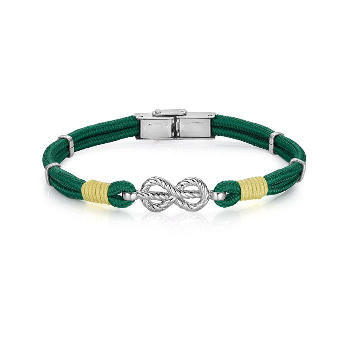 Bracciale Con Corda Verde E Nodo In Acciaio
