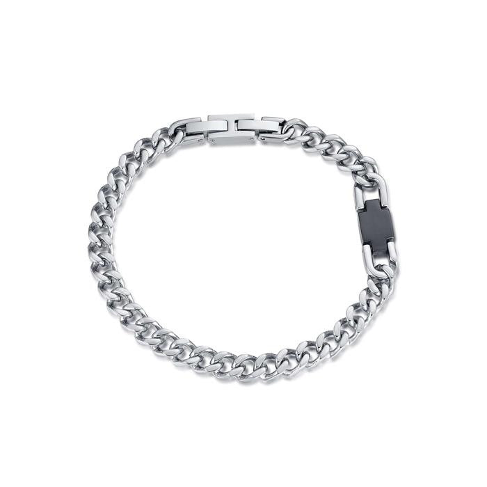 Bracciale In Acciaio Con Elemento Ip Nero