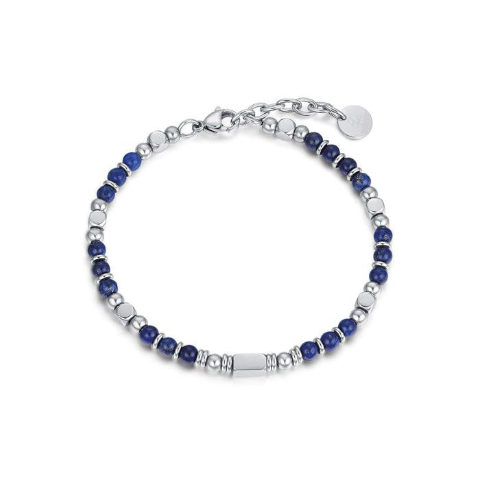 Bracelet en acier avec pierres de lapis-lazuli