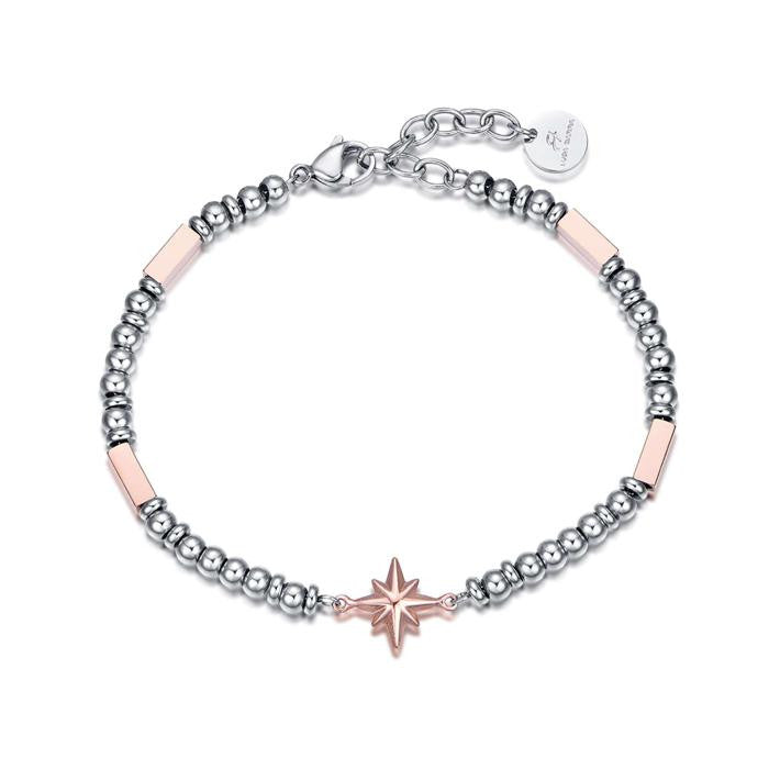 Bracelet en acier avec éléments Helm et Rose IP