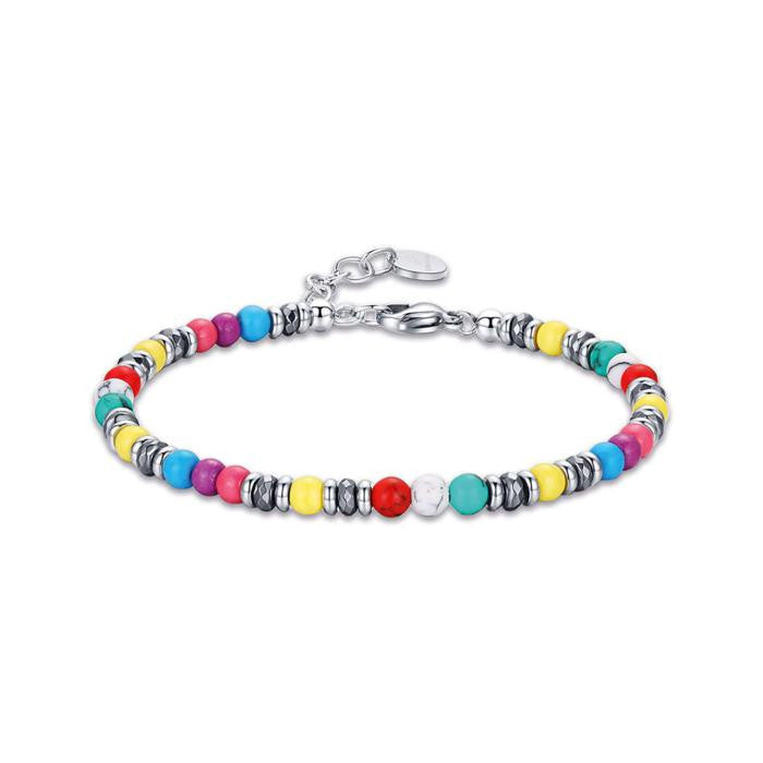 Bracciale In Acciaio Con Pietre Multicolor