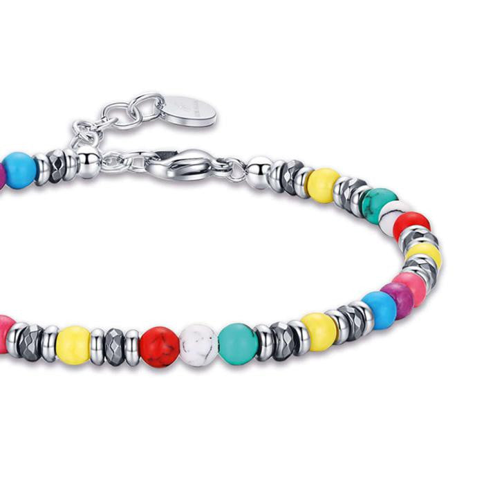 Bracciale In Acciaio Con Pietre Multicolor