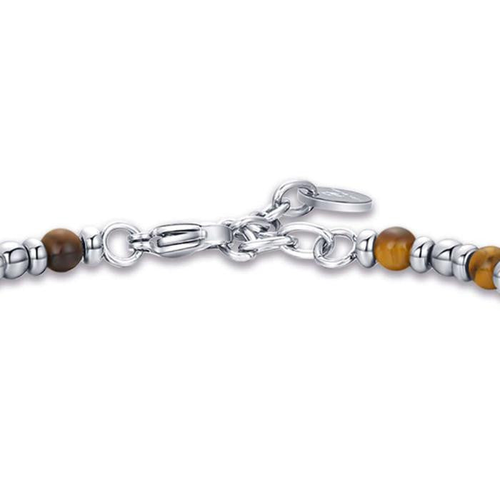 Bracciale In Acciaio Con Croce Ed Occhio Di Tigre