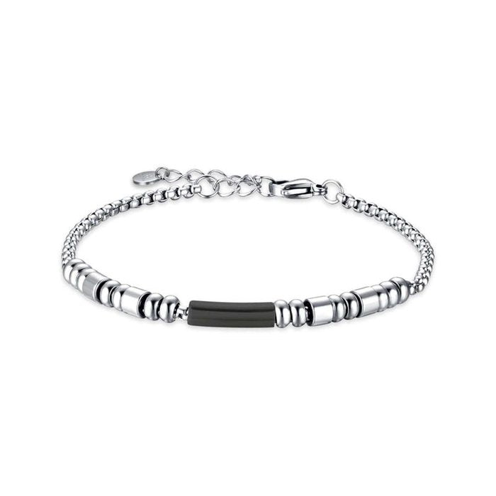 Steel bracelet with black ip element