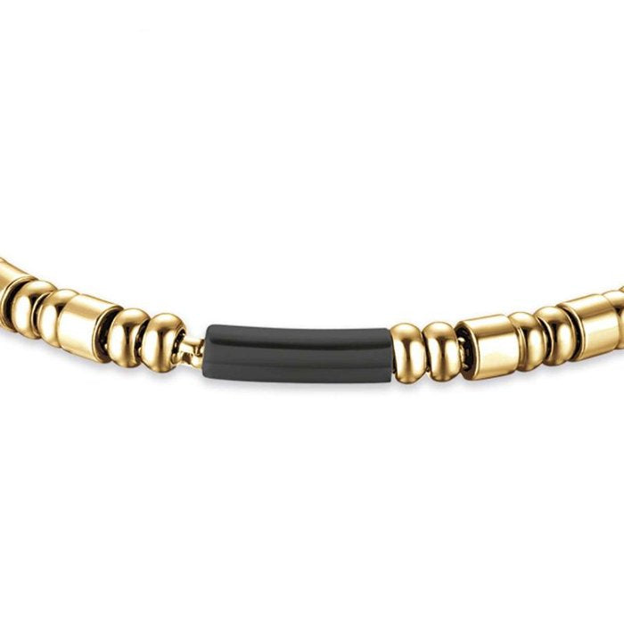 Bracelet en acier doré IP avec élément IP noir