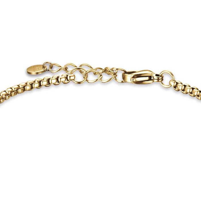 Bracelet en acier doré IP avec élément IP noir